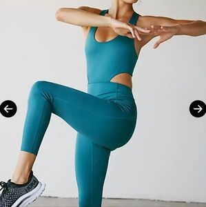 Free People Movement Back It Up  Green Athletic Jumpsuit, Size M